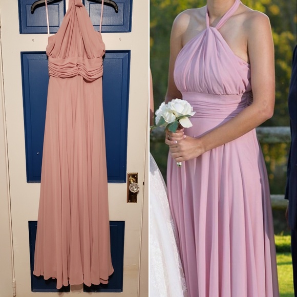 Lulu's Pink Chiffon Halter Gown - Medium - Picture 3 of 8